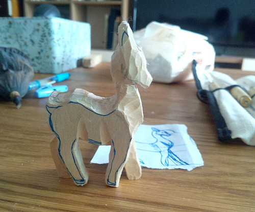 木雕过程-小鹿