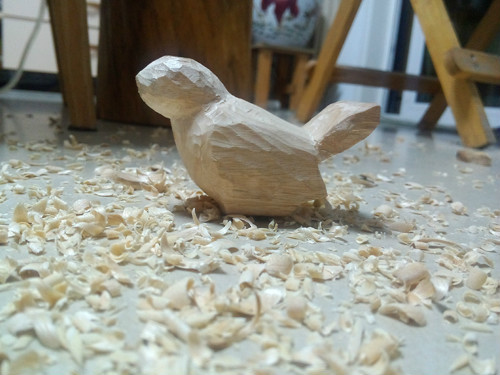 【木雕过程】新作，刻了一只小鸟